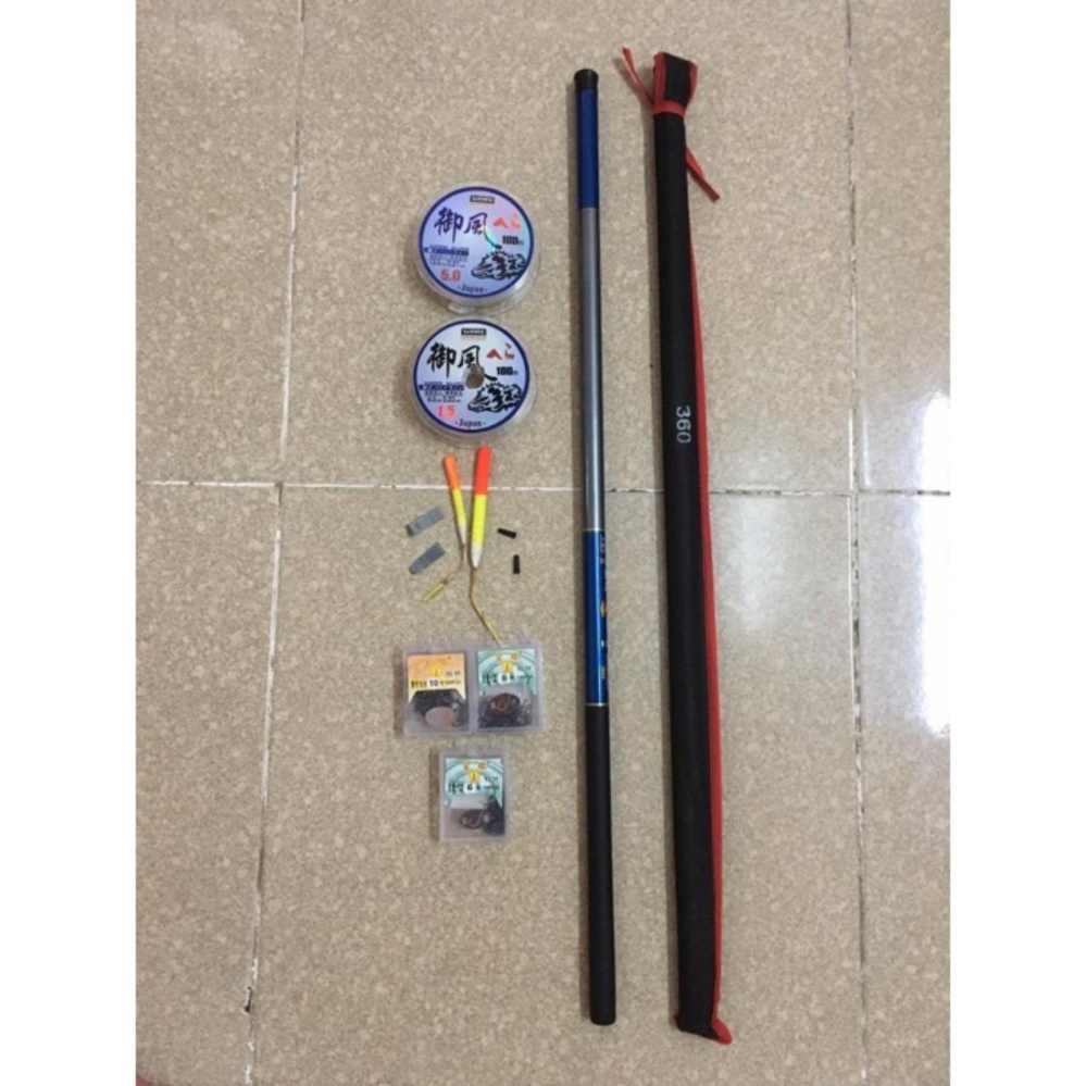 Can cau tay dạng rút sợi Cacbon 3,6m (Tặng kèm 2 bộ cước Nhật, lưỡi (5 chiếc), phao, chì) --*Shimano giá rẻ toàn quốc