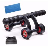 Con lăn tập cơ bụng 4 bánh cỡ lớn cao cấp - Tặng kèm Thảm lót +Tấm chặn nhựa