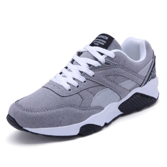 Fashion Casual Men Lace Up Running Sneakers Shoes (GREY) - intl  