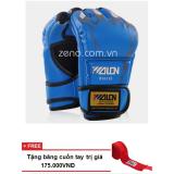 Găng tay đấm bao cát / MMA Wolon (xanh)+ tặng băng quấn tay