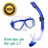 Mặt nạ lặn ống thở, cận 2.5 độ, mắt kính cường lực popo collection