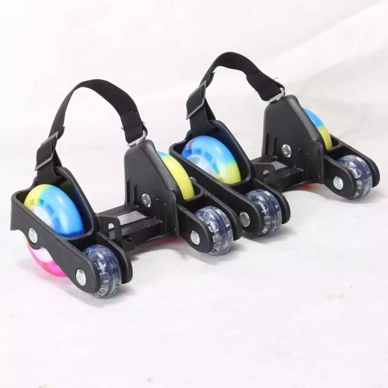 Newly Colorful PU 4 Wheel Flashing Roller Skates(Black) - intl