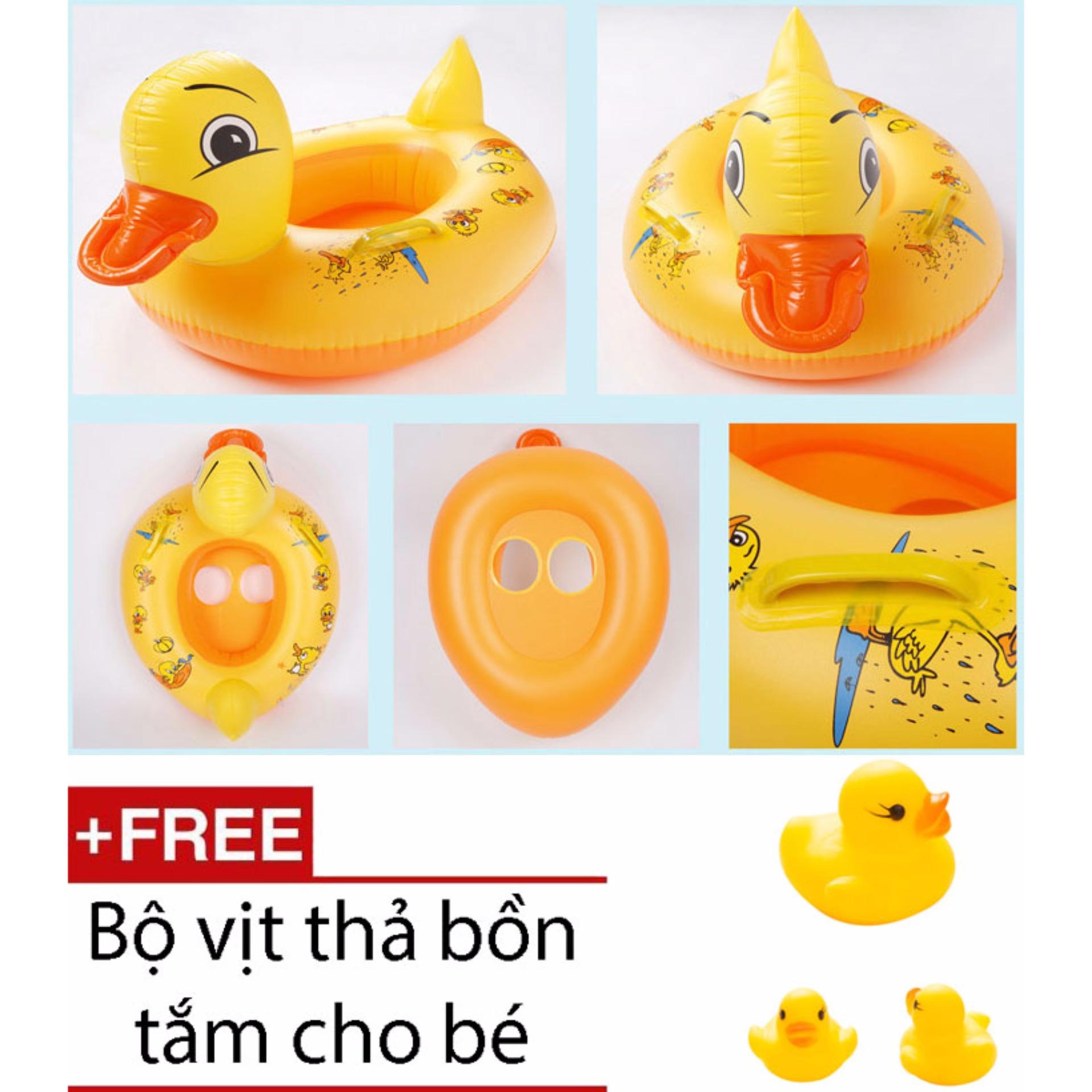 Phao bơi xỏ chân hình động vật ngộ nghĩnh cho bé (Vịt) + Tặng kèm 1 bộ vịt thả bể bơi ngộ nghĩnh + Tặng kèm 1 bộ vá phao dự phòng cho phao và đồ cao su GSHN