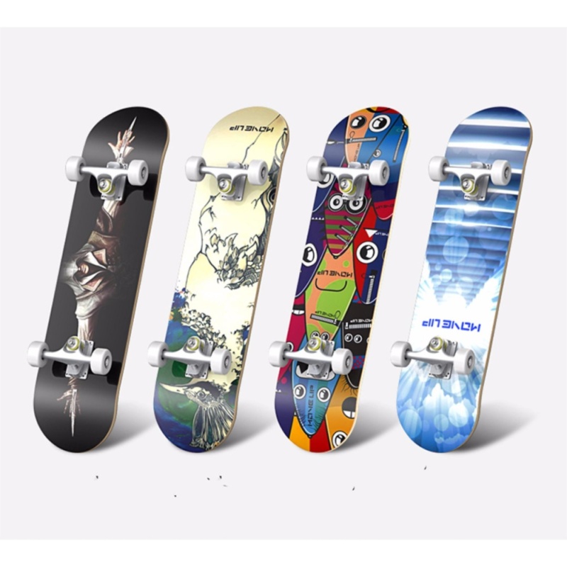 Ván trượt Skateboard cao cấp 2017 (Mặt ván nhám + Bánh cao su dẻo)