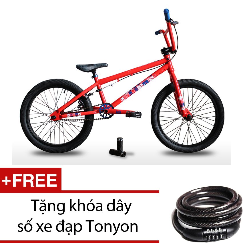 Xe đạp BMX JETT BRONX 201 (Đỏ) + Tặng khóa dây số xe đạp Tonyon