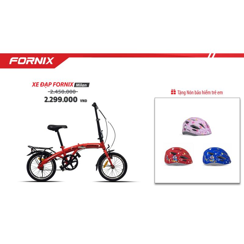Phân phối Xe đạp gấp trẻ em hiệu FORNIX, mã MILAN (Đỏ )+ tặng nón bảo hiểm trẻ em A03NM13S ( đỏ chuột mickey)