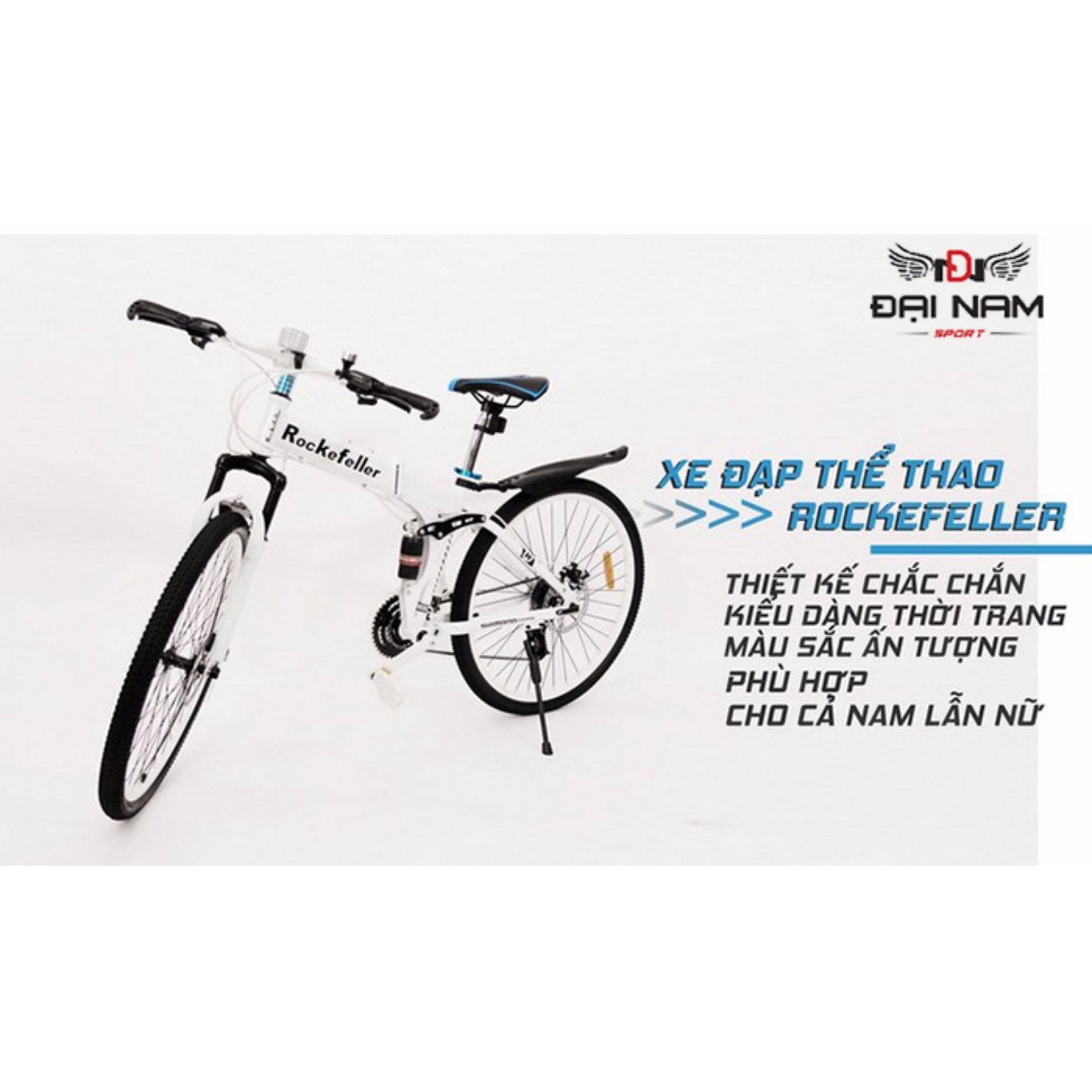 Xe đạp thể thao đường trường gấp gọn cao cấp Rockefeller (Màu trắng)