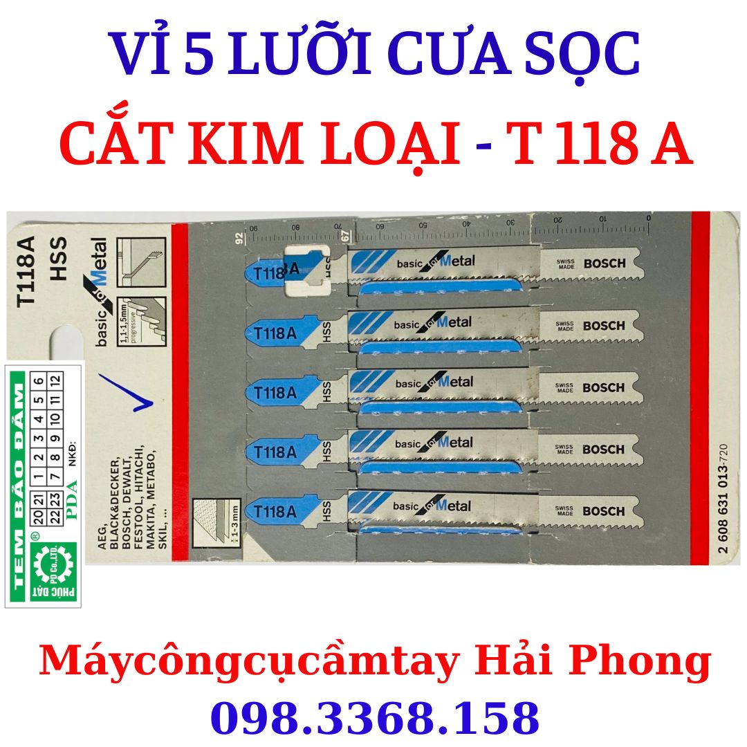 Lưỡi cưa sọc cắt kiim loại t118a . lưỡi cưa sọc cắt gỗ , nhựa t144d . 1 vỉ 5 lưỡi