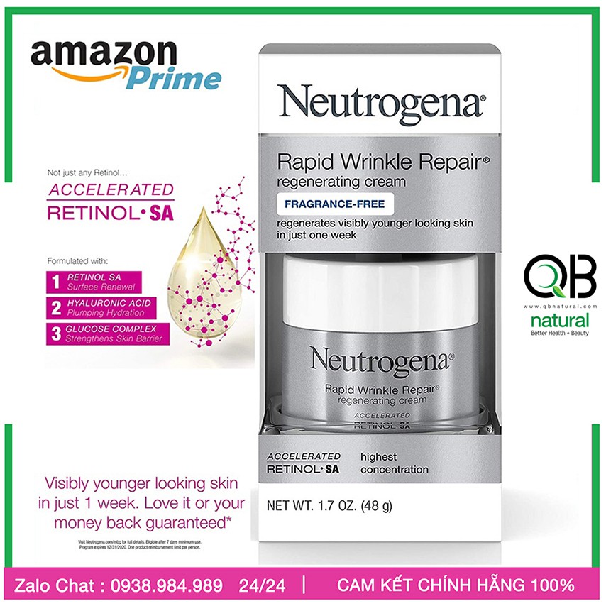[HCM]Neutrogena Retinol SA - Kem Dưỡng Chống Lão Hoá Nếp nhăn Retinol SA Rapid Wrinkle Repair Regenerating Cream 1.7 Oz