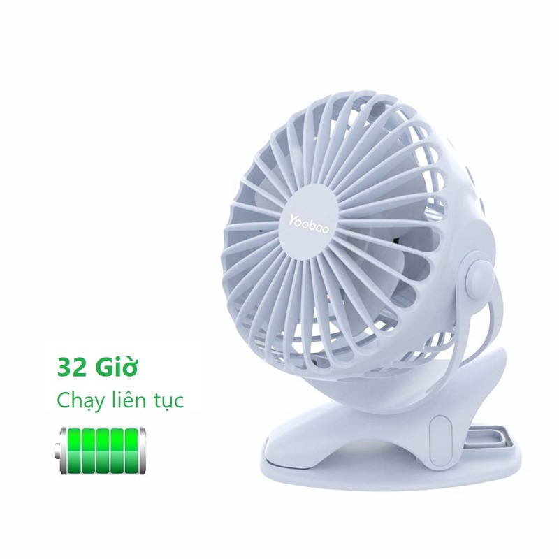 Quạt tích điện Yoobao 6400MAH - Dùng 32h với 4 cấp độ gió