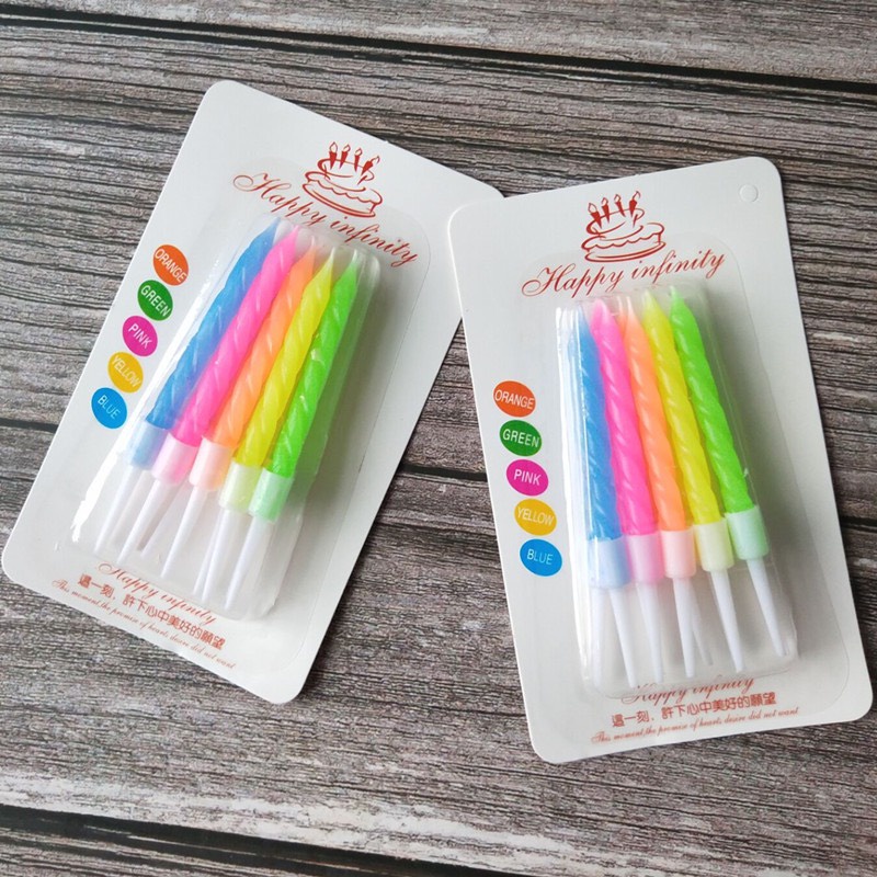 Vỉ 10 nến xoắn màu Pastel cầu vồng
