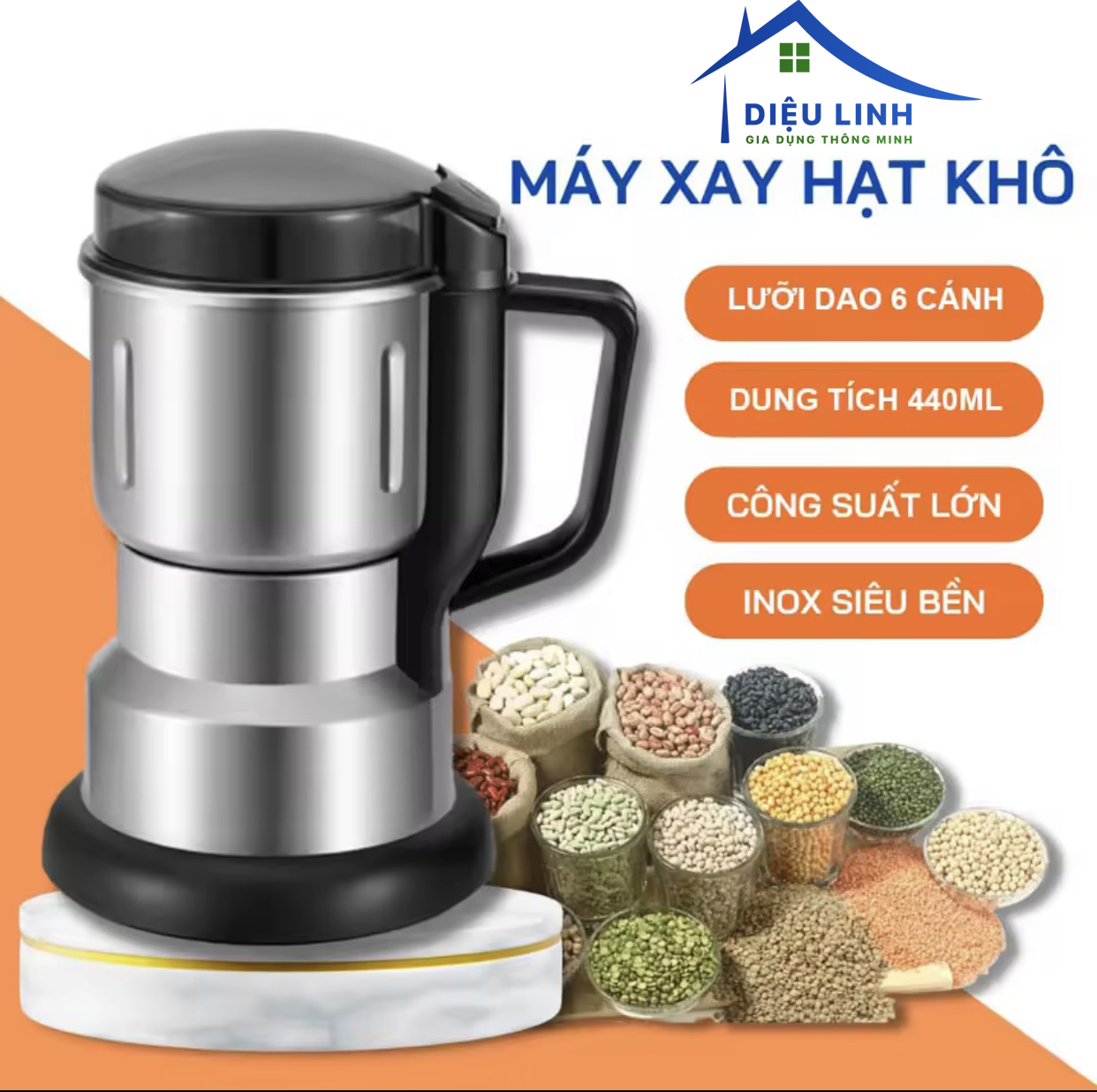  Máy Xay Hạt Khô Đa Năng Máy xay ngũ cốc xay gia vị inox mini hàng chính hãng công suất cao 300W dieulinhshop 