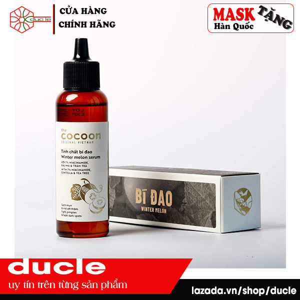 Tinh Chất bí đao serum COCOON 70ml, sạch mụn, kiềm dầu, làm dịu da, mờ thâm ... tặng mặt nạ hàn quốc.