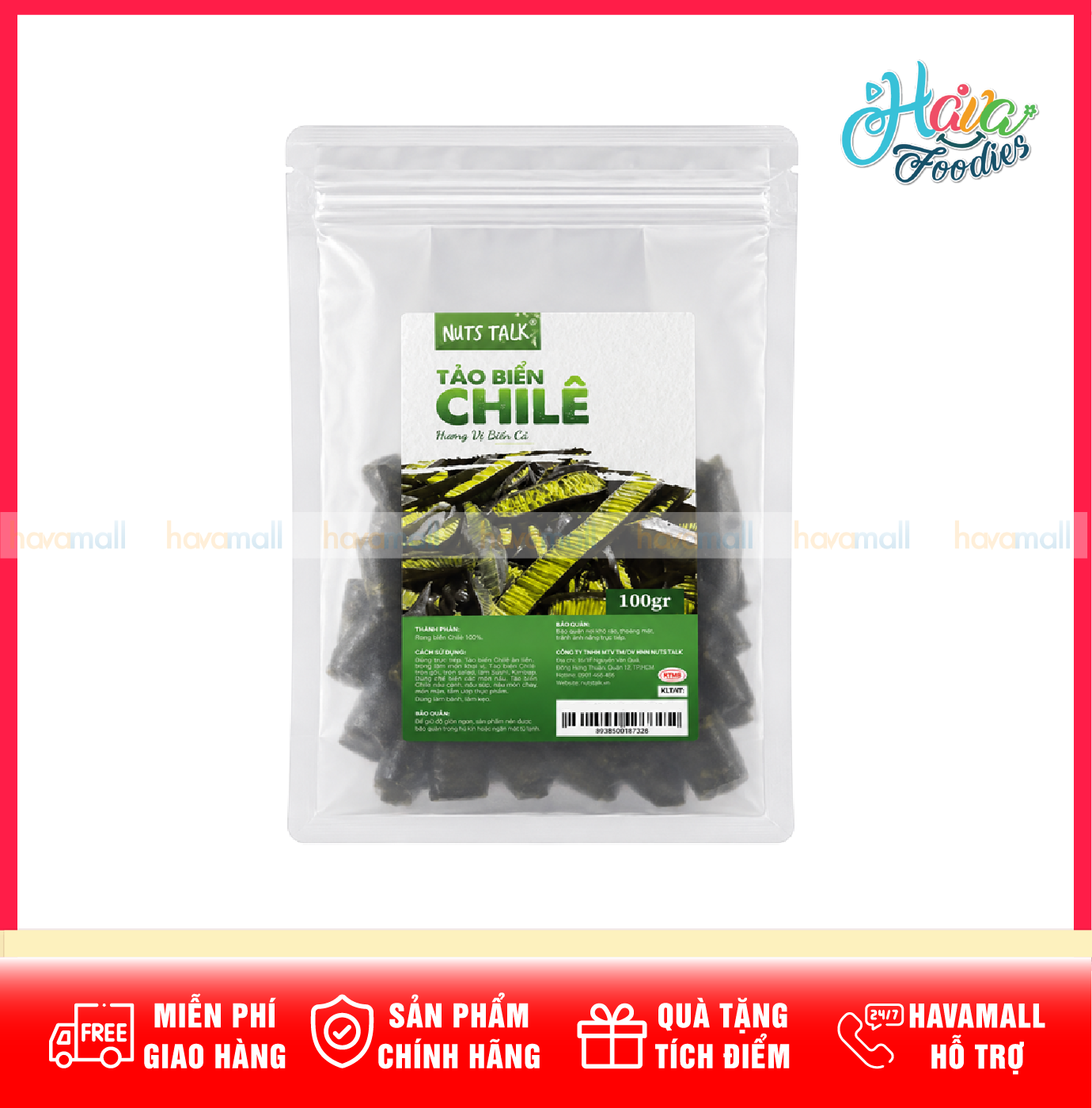 Tảo Biển Chilê Nuts Talk Túi 100g – Nuts Talk Chilean Seaweed 100g