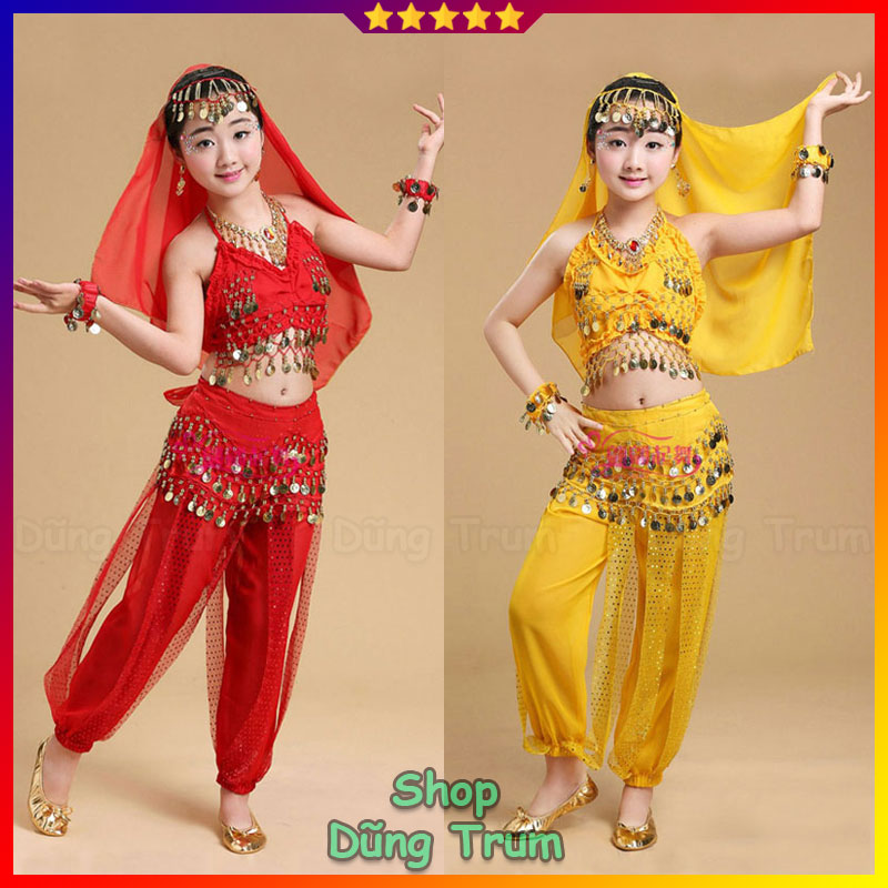 Trang phục múa bụng Ấn độ trẻ em (Quần dây - Áo hai dây)