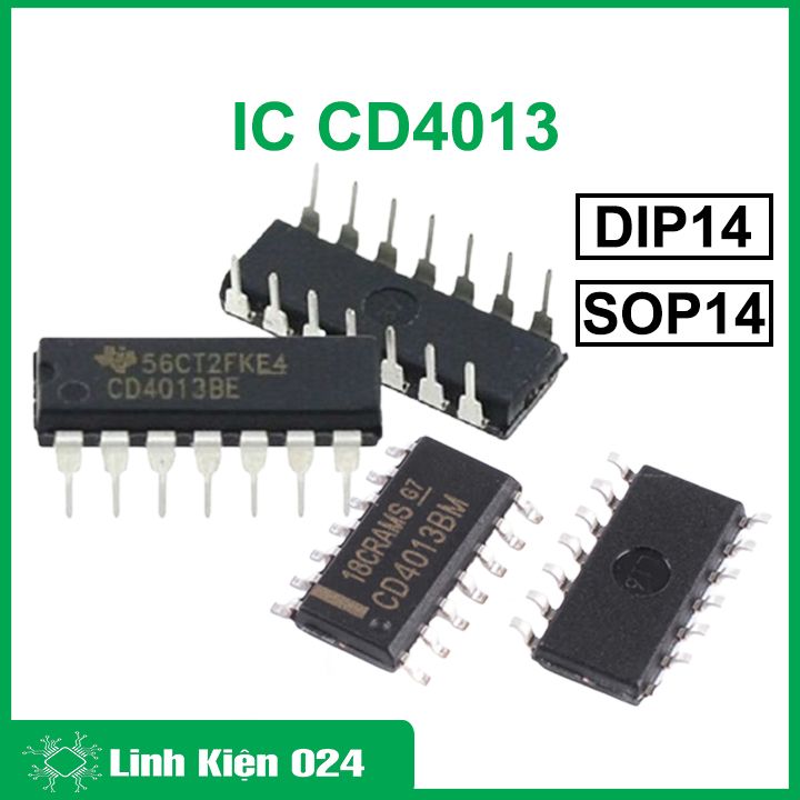 Cd4013, ic chốt dữ liệu cd4013 chân cắm dip14 / chân dán sop14