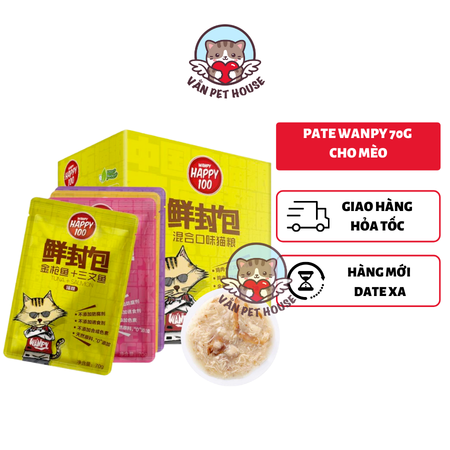 Pate Wanpy Happy 70g Cho Mèo Ngon - Gấp Đôi Dinh Dưỡng - Pate Mèo Cải Thiện Hệ Miễn Dịch