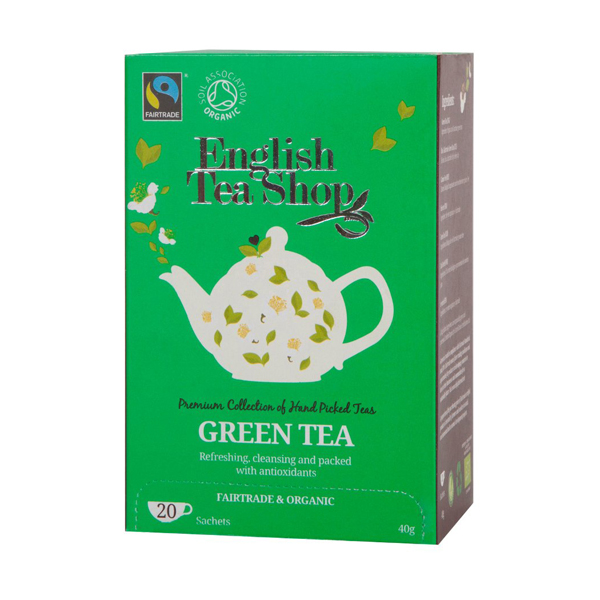 Trà Organic Green Tea English Tea Shop hộp 20 túi lọc/ 40g