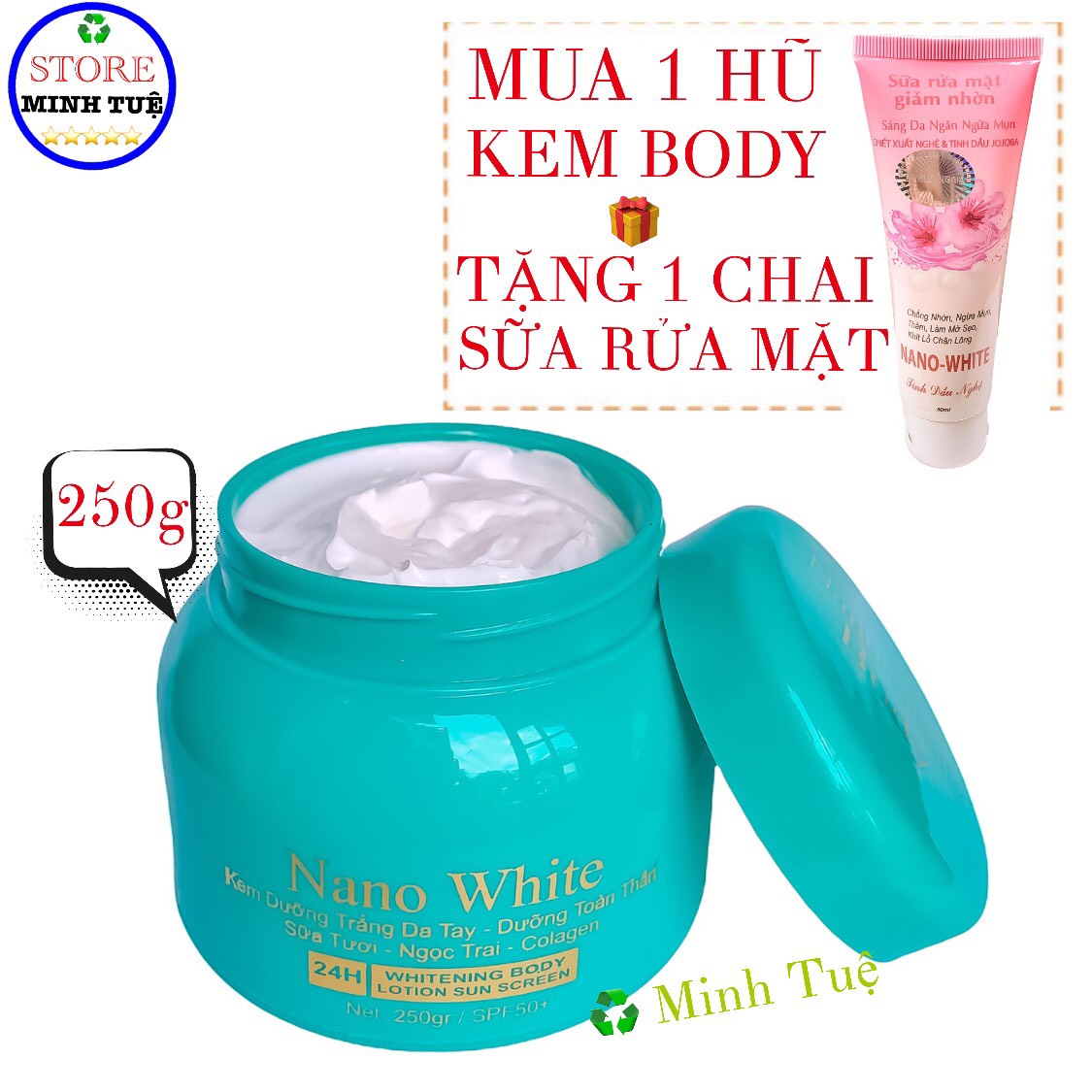 Kem body Nano White kem dưỡng trắng da tay dưỡng toàn thân - Kem body Nano White - Mua 1 tặng 1.