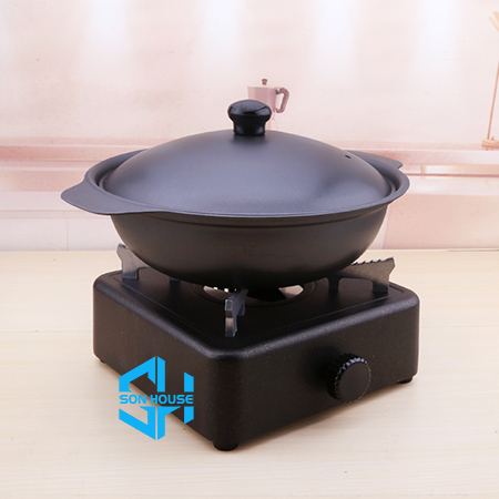 Combo bộ bếp cồn và nồi lẩu cao cấp sang trọng màu đen mun ánh kim