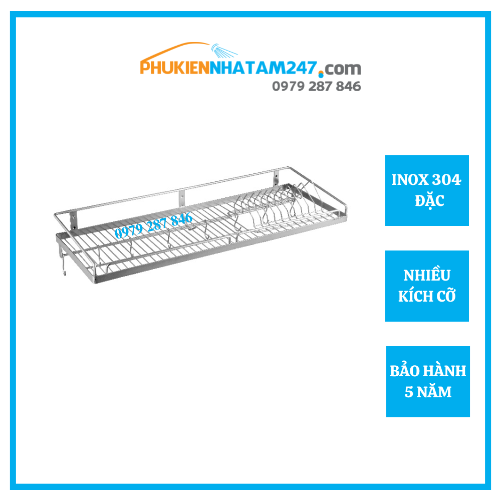 Kệ chén treo tường inox 304 phát đạt , rổ úp chén 1 tầng, giá để bát, kệ đựng bát dĩa .