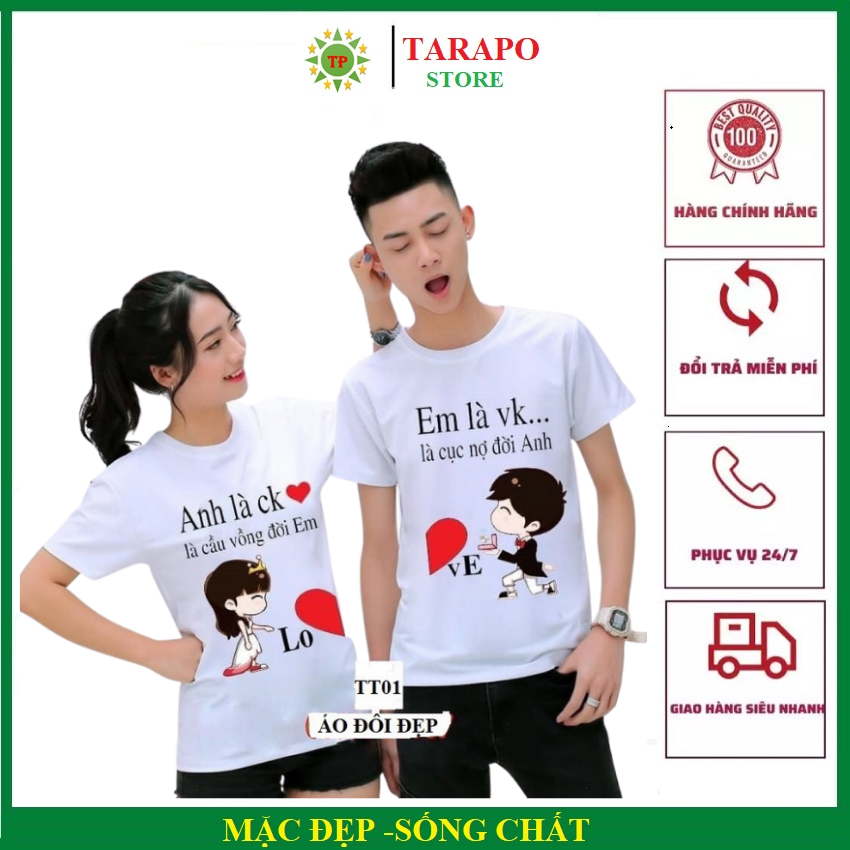 [ SIÊU HOT + PHONG CÁCH ] Áo Đôi Nam Nữ Tình Yêu Phông Rộng Tay Lỡ Đẹp Cao Cấp TARAPO - TT01- { HÀNG ĐẸP} Vải cotton trơn mịn mặc đôi cực chất.