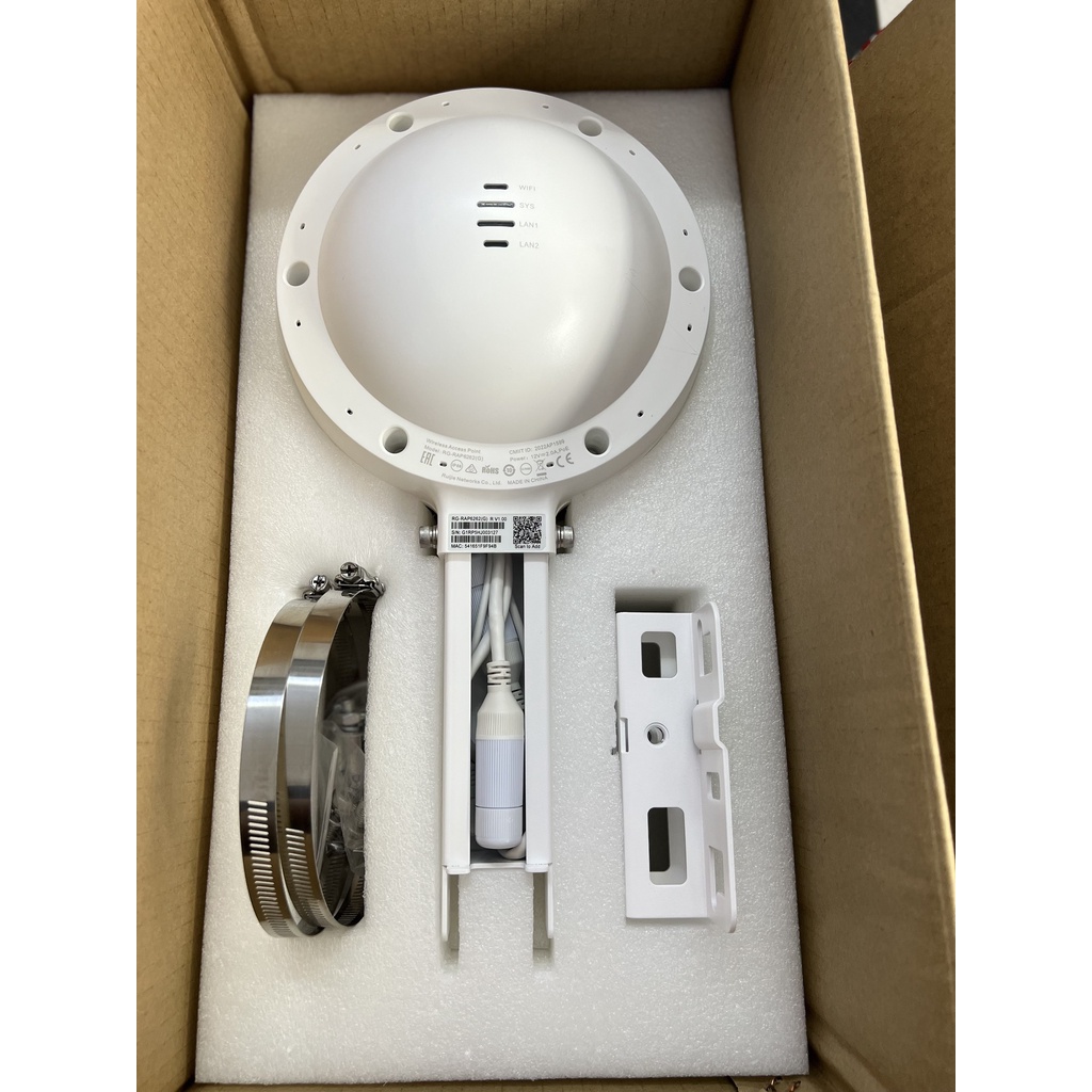Bộ phát wifi 6 ngoài trời, chống sét, 100 người dùng ruijie rg-rap6262 6262g