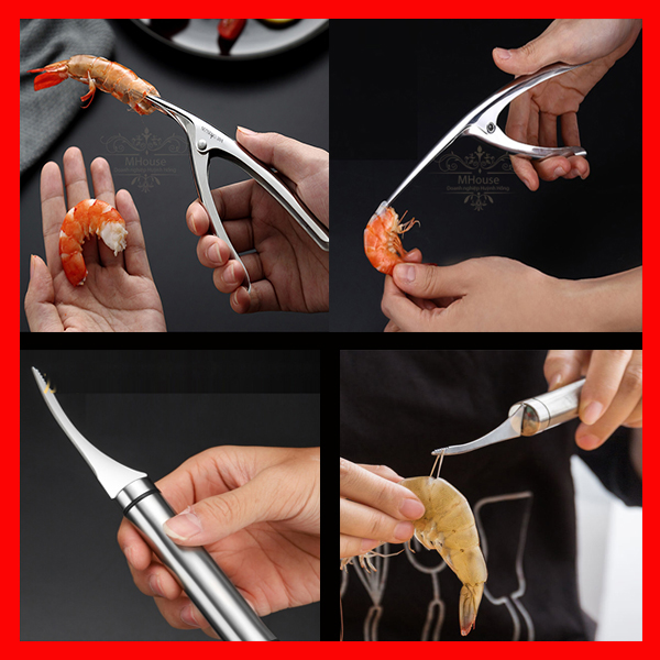 Dụng Cụ Kẹp Tôm ,Kìm Kẹp Lột Vỏ Hải Sản Inox Dụng Cụ Lấy Chỉ Dao Cắt Thịt Rau Củ Quả