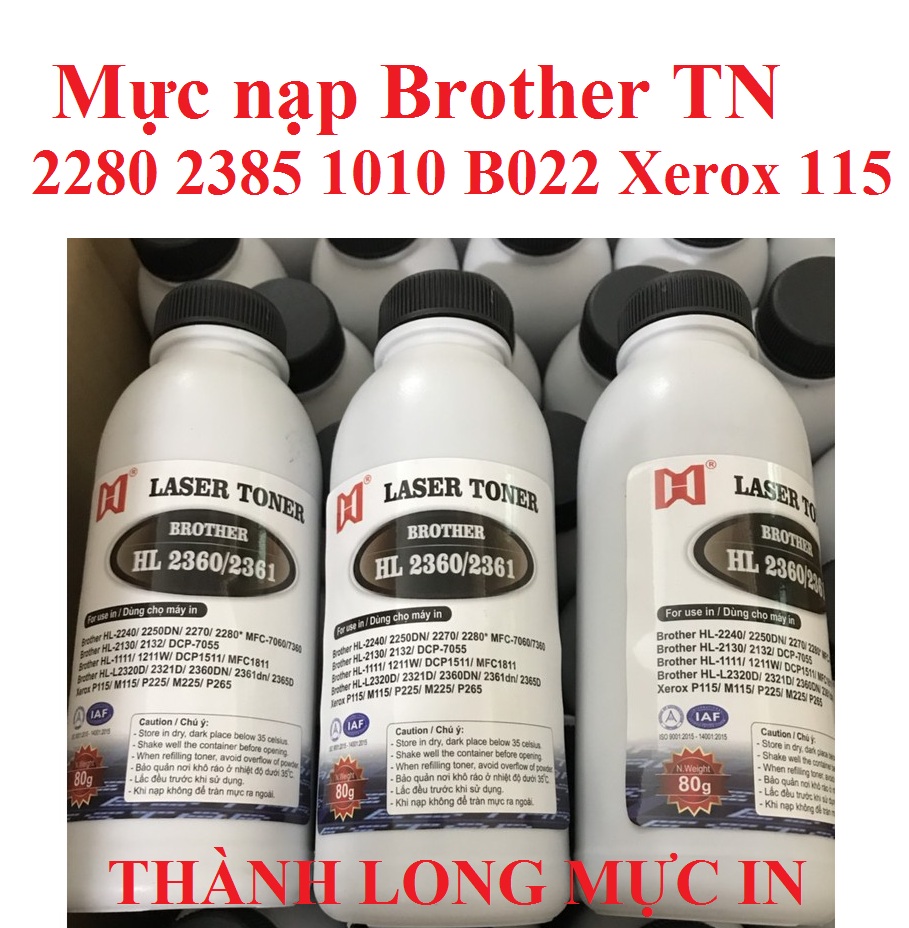 5 Mực nạp Brother 2280 2385 1010 B022 Xerox 115- Brother HL 2130 2240 2250 2270 2321 L2300D L2305W L2320D L2340DW L2360DW L2380DW DCP 7535DW 7060 7065 7070 L2520DW L2540DW MFC 7360 7362 7460 7470 7860 L2680W L2700DW L2705DW L2707DW L2720DW Xerox P115
