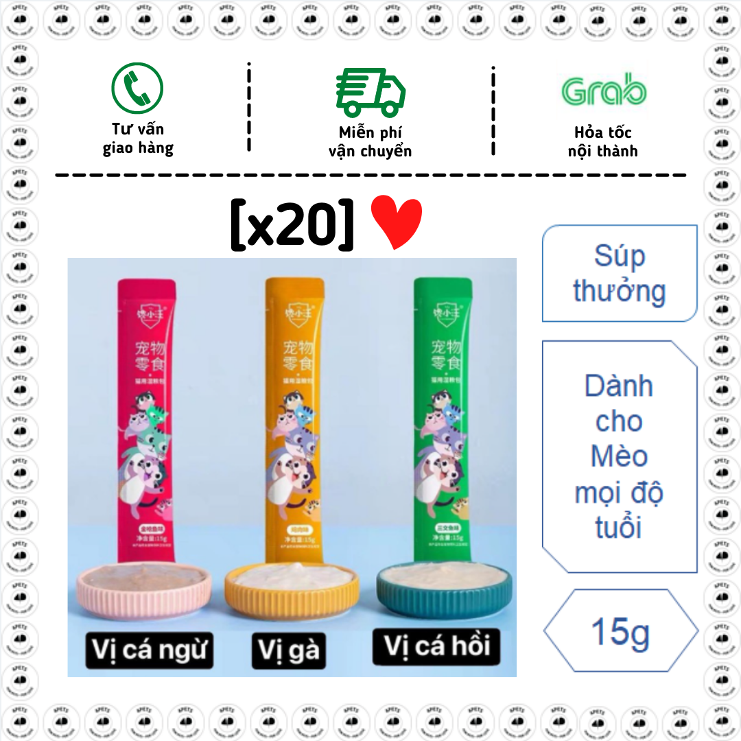 Combo 20 thanh súp thưởng Chan Ciao Wang 15g vị ngẫu nhiên