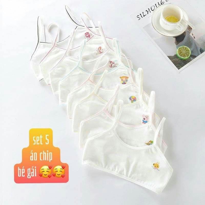 Set 5 áo lá mặc trong cho bé gái mới lớn