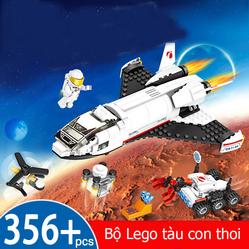 Bộ lắp ghép tàu con thoi 356 chi tiết với máy bay, tàu, xe thám hiểm khám phá khoa học