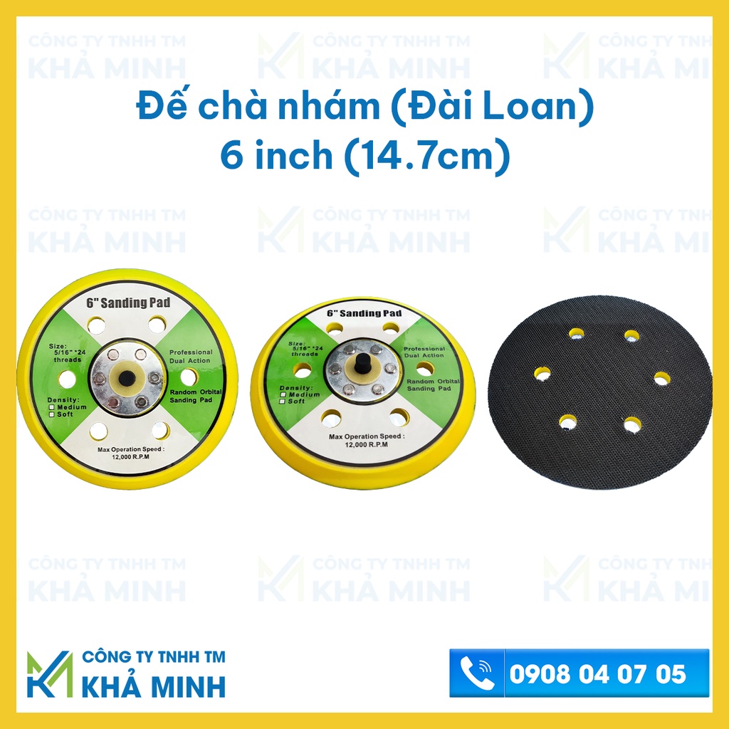 Đế tròn chà nhám 6 inch 6 lỗ hút bụi cao cấp, độ bền cao
