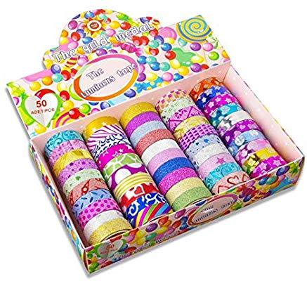 SIÊU RẺ sét 2 cuộn Washi tape in hình phong cách lấp lánh Băng dán Washi tape kim tuyến 2 cuộn