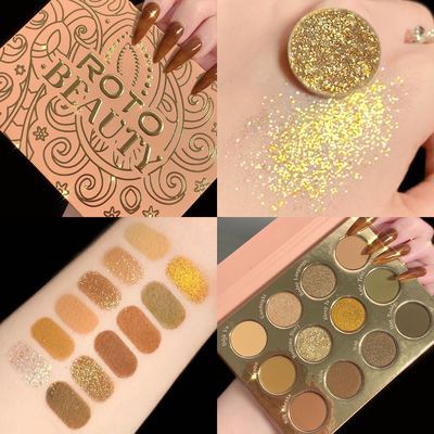 Bảng phấn mắt nhũ lì roto beauty hoa văn 12 ô