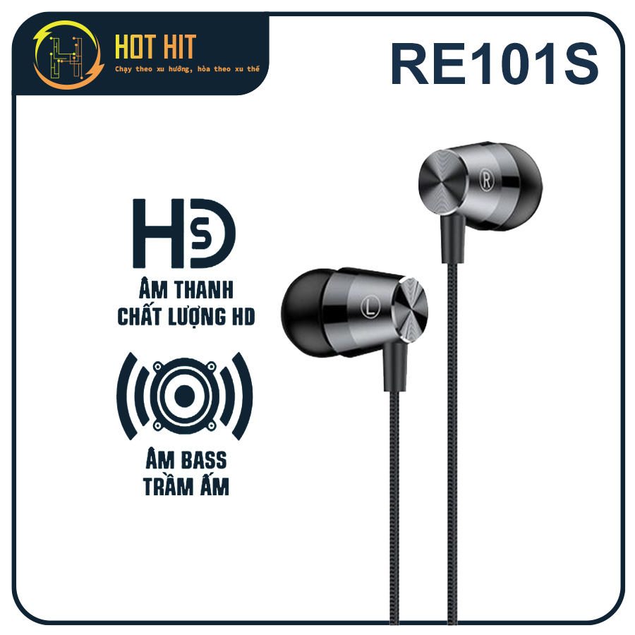 Tai nghe có dây robot re101s jack cắm 3.5mm super bass tương thích cho samsung oppo huawei xiaomi iphone - hàng chính hãng