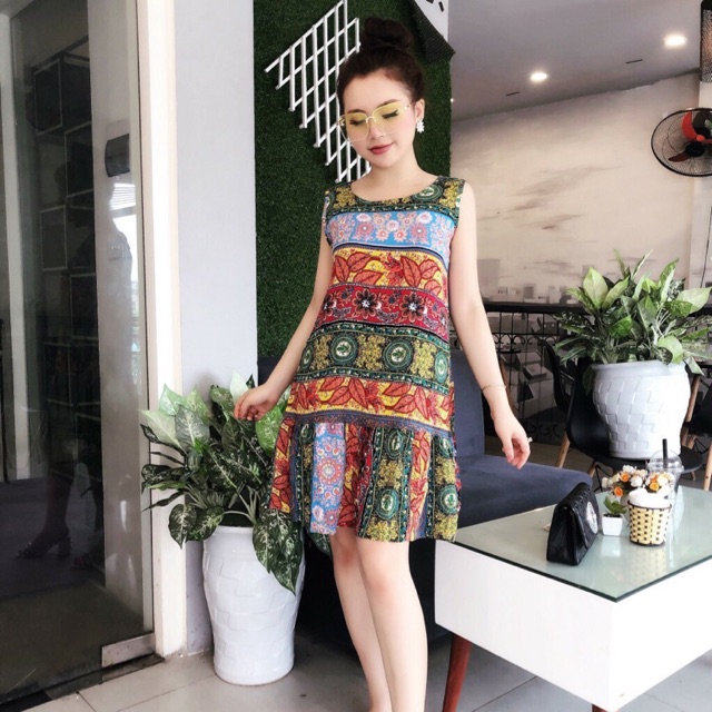 Váy lanh mặc nhà mát giao mau gẫu nhiên