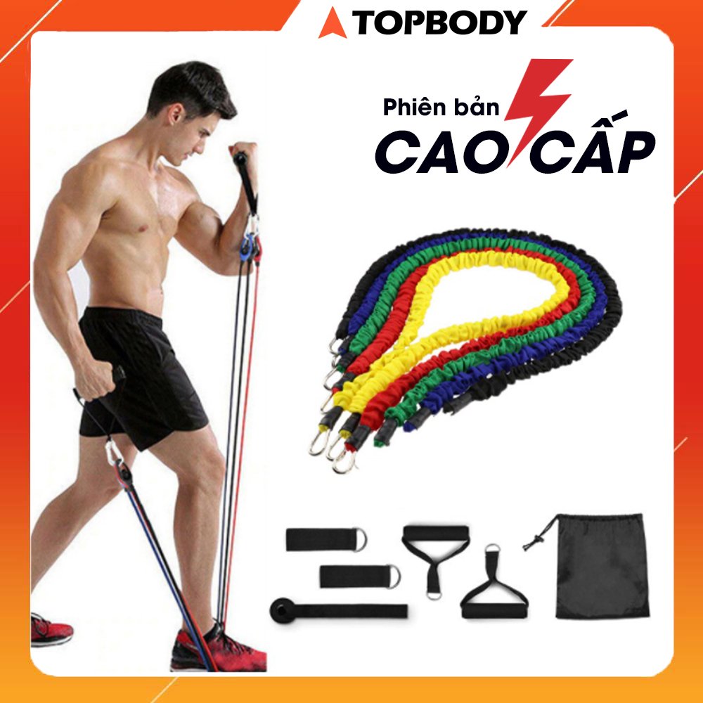 Bộ 5 dây ngũ sắc tập full body tại nhà - dụng cụ tập gym, dây tập thế thao tại nhà TOPBODY - T1 - D5MAU02