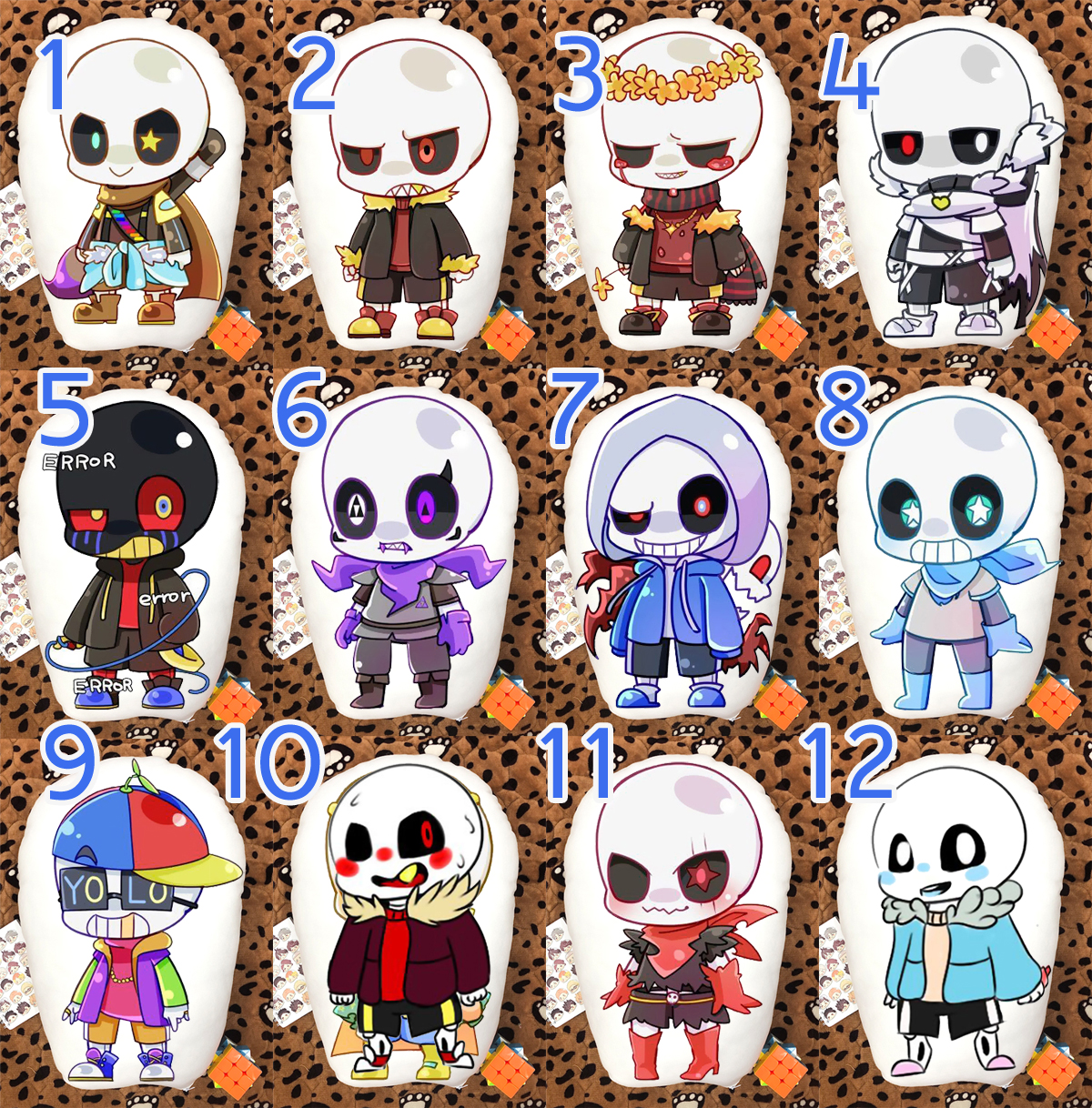 Gối ôm gối ngủ 2 mặt sans undertale erro ink cross dream fell fellswap fresh geno horror killer lust