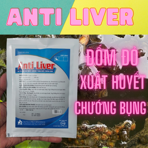 ANTI LIVER   Chuyên Khắc Phục Hiện Tượng Đốm Đỏ Sưng Mắt Phù Đầu . Đốm Đỏ Li ti TRên Thân Cá ốc lươn ếch  (Sản Phẩm Kết Hợp Ngừa Sưng Vòi Ở ỐC rất Hiệu Quả Với Antigrem Và gestylic Để Ngừa Sưng Vòi )