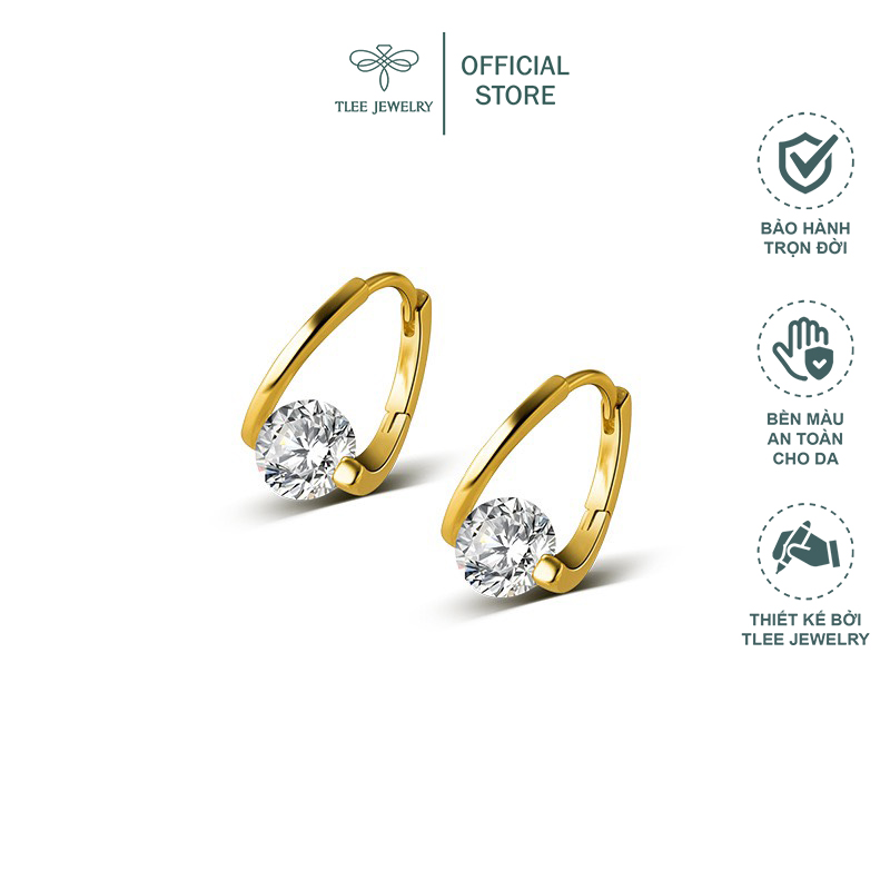 Khuyên tai bạc nữ TLEE Swings đính đá lấp lánh TleeJewelry B0108