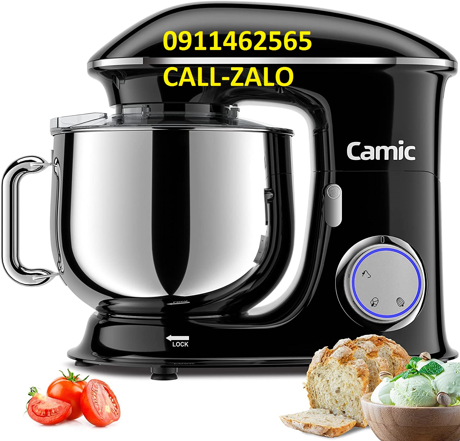 Máy nhào bột,trộn bột tự động,máy chạy êm công suất 1500w thố 8 lít