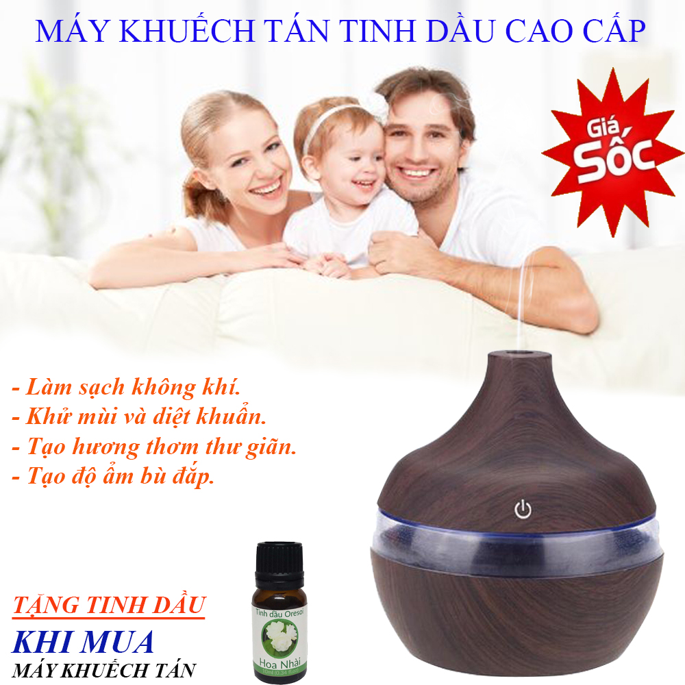 Máy Khuếch Tán Tinh Dầu Dung tích chứa nước 300ml, công suất 5W, có thể sử dụng từ 6 - 10 tiếng