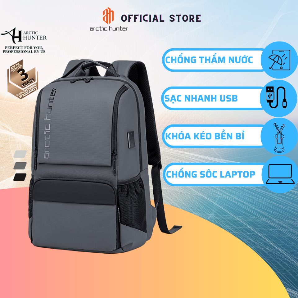 Balo laptop Arctic Hunter B00532 chất liệu Oxford chống thấm nước,đựng máy tính 15.6 inch