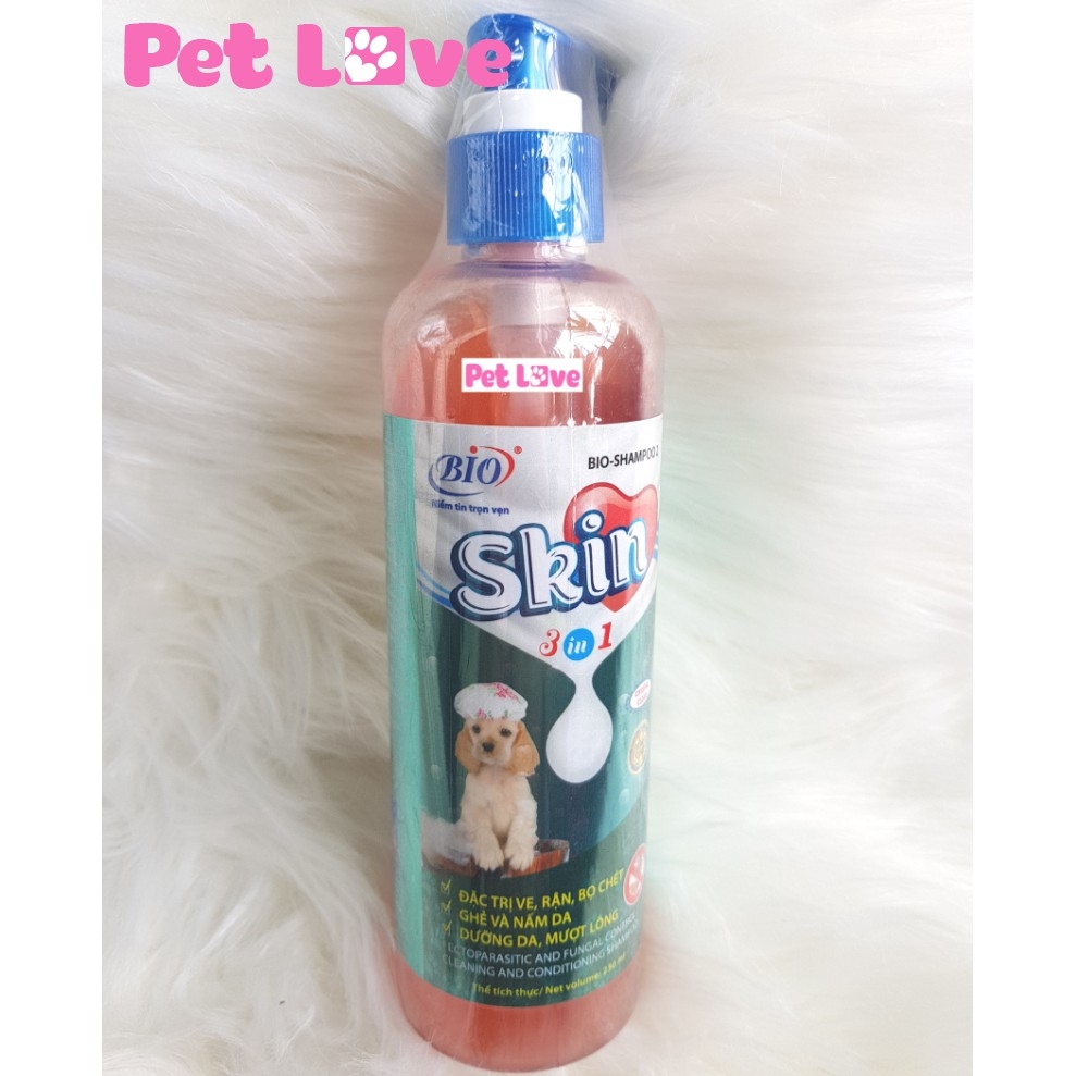 Sữa tắm diệt ghẻ, nấm da, ve rận, mượt lông chó Bio Skin (230ml)