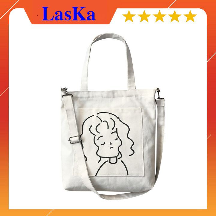 Túi tote vải mềm - hình cô gái dễ thương