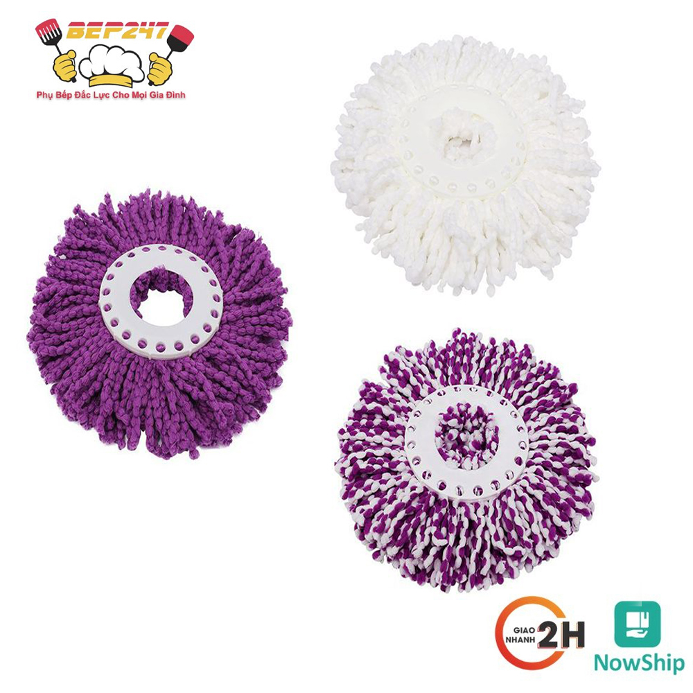 Bông lau nhà chefman 360 độ - combo 3 bông lau nhà, thay thế chổi lau nhà rời tròn
