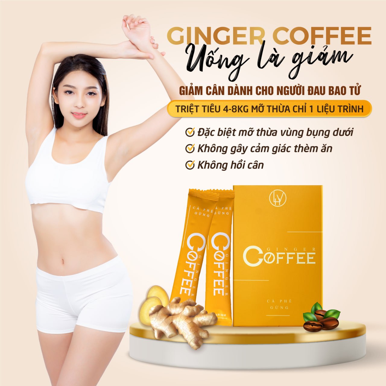 Cà phê gừng giảm cân ginger coffee 1 hộp 20 gói