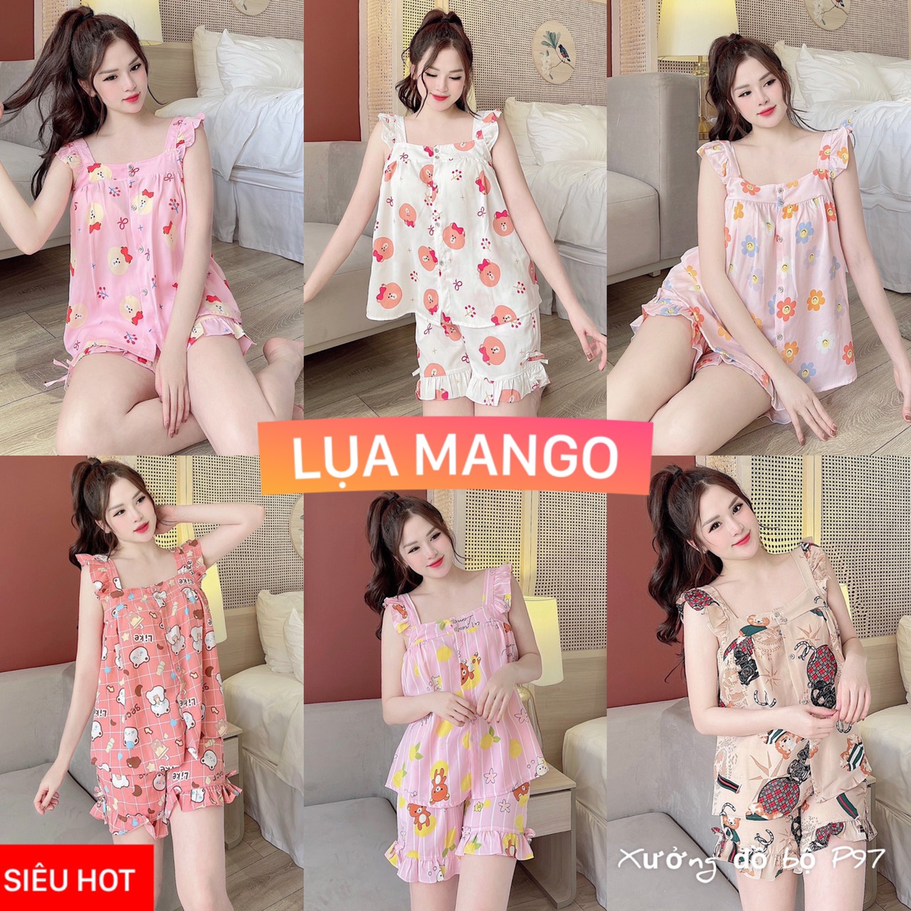 Đồ bộ pijama nữ đùi nhiều mẫu , chất liệu lụa cao cấp mềm mịn mát, đồ bộ giá rẻ tận xưởng