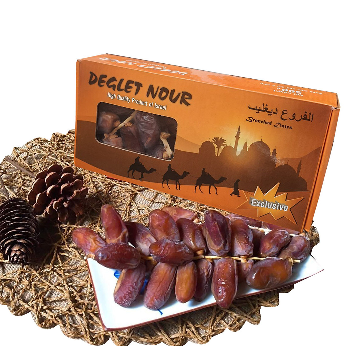 Chà là nguyên cành sấy dẻo 500gr- chà là khô không đường deglet nour dates
